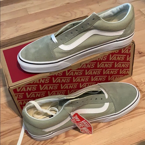 vans old skool desert sage & true white skate shoes